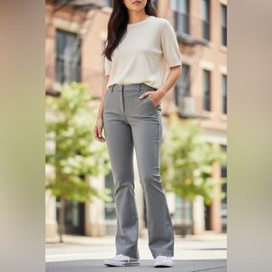 BCBGMaxazria Business Casual Lightweight Wool Blend Grey Flare Tall Long Trouser